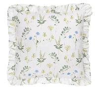 furn. Wylder Meadow Cushion Cover - Floral Ruffle Trim Nature Inspired Botanical Decorative Case (White/Cornflower - 50x50cm)