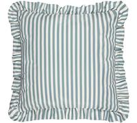 furn. Wylder Millie Ruffle Polyester Filled Cushion - Water Resistant Ruffled Edge Heritage Stripe Outdoor Decorative Pillow (Duck Egg Blue - 50x50cm)