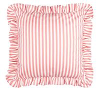furn. Wylder Millie Ruffle Polyester Filled Cushion - Water Resistant Ruffled Edge Heritage Stripe Outdoor Decorative Pillow (Pink - 50x50cm)