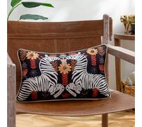 furn. Wylder Mirrored Zebra Embroidered Feather Rich Filled Cushion