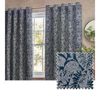Wylder Bali Fully Lined Jacquard Eyelet Curtains Midnight 229cm width 137cm drop, Multi