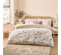 Wylder Nature Betsie Duvet Cover Set - Soft Reversible Floral and Stripe Bedding (Yellow - King)