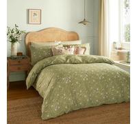 Wylder Nature Wylder Bronte Printed Floral Double Duvet Cover Set Sage, Green