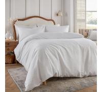 furn. Wylder Nature Georgia Duvet Cover Set - Elegant Heat-Pressed Textured Bedding with Button Closure (White - Super King)