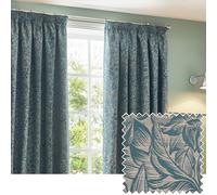 furn. Wylder Nature Grantley Jacquard Pencil Pleat Curtain - 2 Panels - Width x Drop - 229 x 137cm (90 x 54) - Wedgewood