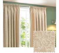 Wylder Grantley Jacquard Pencil Pleat Curtains In Natural 117 X 137Cm