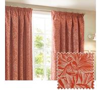 Wylder Nature Grantley Jacquard Pencil Pleat Curtains In Red Red 117cm width x 137cm drop