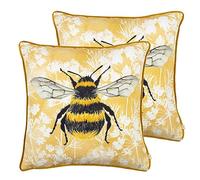 furn. Wylder Nature Manor Bee Feather Filled Cushions Twin Pack, Yellow, 43 x 43cm