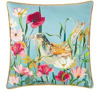 furn. Wylder Nature Marais Bird Meadow Printed Chenille Feather Filled Cushion - Multicolour - 45x45cm