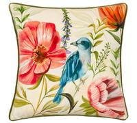 furn. Wylder Nature Nectar Garden Bluebird Velvet Piped Feather Filled Cushion