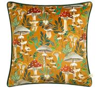 Wylder Nature Wild Gardens Mushroom Repeat Velvet Piped Cushion Cover