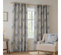 Furn Curtain Pair Wylder Ophelia - Room Darkening Eyelet Bold Floral Jacquard Wedgewood 168x229cm