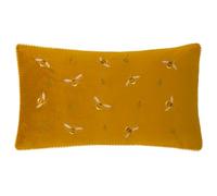 furn. Wylder Ramble Bees Feather Filled Cushion - Rustic Country Velvet Embroidered Decorative Pillow (Honey - 30x50cm)