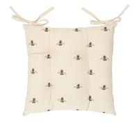 furn. Wylder Ramble Bumble Bee Seat Pads - Pack of 2 - Rustic Natural Farmhouse Style Slub Cotton Tie Chair Cushions (Natural - 40x40cm)