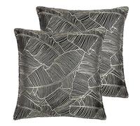 furn. Wylder Seymour Feather Filled Cushions Twin Pack, Black, 50 x 50cm