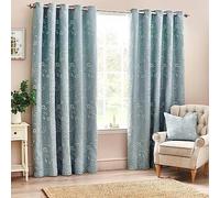 Wylder Nature Sophia Floral Jacquard Eyelet Curtains, Blue