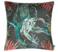Abyss Octopus Abstract Piped Cushion Wylder Tropics Dark Grey 43cm x 43cm