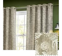 furn. Wylder Tropics Bengal Chenille Eyelet Curtains (Linen - 229 x 229cm) | Bengal tigers in a lush jungle scene on soft chenille with tonal colour and room-darkening lining for bold tropical style