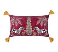 furn. Wylder Tropics Kalahari Embroidered Velvet Feather Rich Cushion - Multicolour - 30x50cm