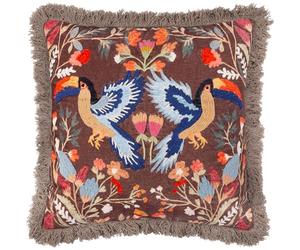furn. Wylder Tropics Mirrored Toucan Embroidered Polyester Filled Cushion - Multicolour - 45x45cm