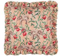 furn. Wylder Tropics Okara Elephant Printed Ruffle Polyester Filled Cushion - Peach/Linen - 50x50cm