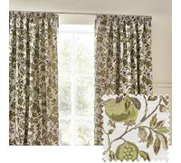 furn. Wylder Tropics Pomegranate Floral Jacquard Pencil Pleat Curtains - 2 Panels - Width x Drop - 168 x 137cm (66 x 54) - Green