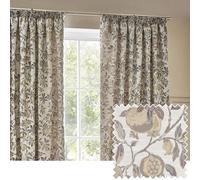 Wylder Tropics Pomegranate Floral Jacquard Pencil Pleat Curtains in Natural | Size: 168 cm width x 183 cm drop Wylder Tropics Natural 168 cm width x 183 cm drop
