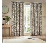 Wylder Tropics Pomegranate Floral Jacquard Pencil Pleat Curtains - 2 Panels - Width x Drop - 229 x 229cm (90 x (0") - Natural