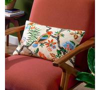 furn. Wylder Tropics Sittacula Embroidered Feather Rich Cushion - Multicolour - 30x50cm