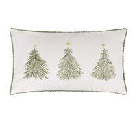 furn. Wylder Twinkling Tree Trio Polyester Filled Cushion - Festive Embroidered Velvet Pillow with Boucle Reverse (Green - 30x50cm)