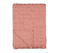 furn. Wylder Walton Waffle Throw - Soft Checked Waffle Weave Fringe Blanket (Rose - 130x180cm)