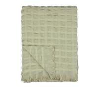 furn. Wylder Walton Waffle Throw - Soft Checked Waffle Weave Fringe Blanket (Sage - 130x180cm)
