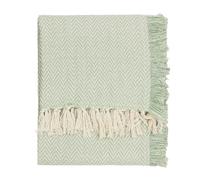 furn. Wylder Wisley Throw - Soft Indoor/Outdoor Herringbone Woven Tassled Blanket (Leaf - 130x180cm)