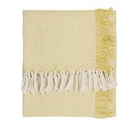 furn. Wylder Wisley Throw - Soft Indoor/Outdoor Herringbone Woven Tassled Blanket (Yellow - 130x180cm)