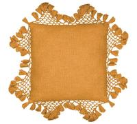 furn. Yard Anko Cushion Cover - Textured Cotton with Macramé Tassel Trim (Ginger - 45 x 45cm)