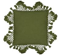 furn. Yard Anko Cushion Cover - Textured Cotton with Macramé Tassel Trim (Khaki - 45 x 45cm)