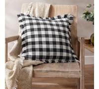 Yard Barton Check Cotton Fringed Feather Rich Filled Cushion