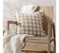furn. Yard Barton Check Cotton Fringed Feather Rich Filled Cushion