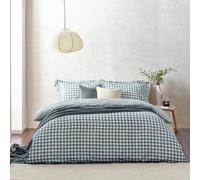 Yard Barton Gingham Check Duvet Cover Set - 100% Cotton, Reversible, Oxford Pillowcases, Soft & Breathable Premium Bedding (King - Navy)