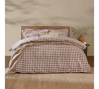 furn. Yard Barton Gingham Check Duvet Cover Set - 100% Cotton, Reversible, Oxford Pillowcases, Soft & Breathable Premium Bedding (Chocolate - Double)