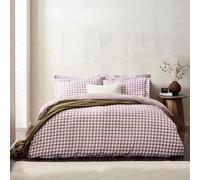 Yard Barton Single Berry Check Printed 144 Thread Count Duvet Cover and Pillowcase Set - Purple - Wilko