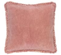 Furn. Yard Bertie Washed Cotton Velvet Cushion - Feather Filled Soft Velvet Textural Style (Rosewood - 45x45cm)