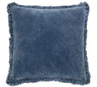 furn. Yard Bertie Washed Cotton Velvet Feather Filled Cushion - Soft Velvet Relaxed Style Decorative Pillow (Ink - 45x45cm)