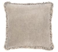 furn. Yard Bertie Washed Cotton Velvet Feather Filled Cushion - Soft Velvet Relaxed Style Decorative Pillow (Taupe - 45x45cm)