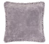 furn. Yard Bertie Washed Cotton Velvet Feather Filled Cushion - Soft Velvet Relaxed Style Decorative Pillow (Mauve - 45x45cm)