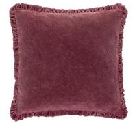 furn. Yard Bertie Washed Cotton Velvet Polyester Filled Cushion - Soft Velvet Relaxed Style Decorative Pillow (Burnt Red - 45x45cm)