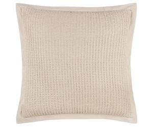 furn. Yard Canopy Waffle Weave Cushion - Polyester Filled Cotton Waffle Oxford Border (Natural - 65x65cm)