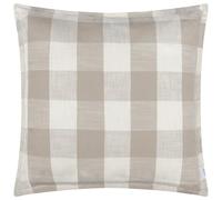 furn. Yard Chesil Check Outdoor Cushion - Polyester Filled Water Resistant Cotton Oxford Border (Natural - 50x50cm, Pack of 1)