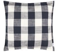 furn. Yard Chesil Check Outdoor Cushion - Polyester Filled Water Resistant Cotton Oxford Border (Navy - 50x50cm, Pack of 1)
