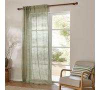 Furn. Yard Cirrus Woven Sheer Curtain Panel - Airy Semi Sheer Modern Curtain (Eucalyptus - 290x250cm)